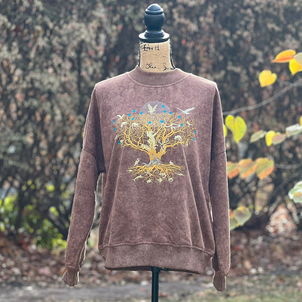 Tree of Life light women's brown drop shoulder sweatshirt