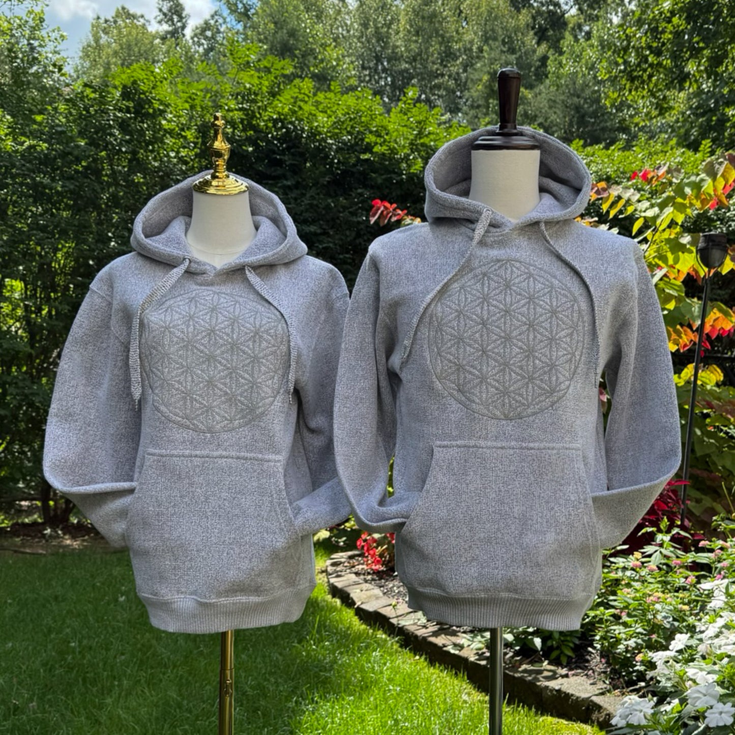 FLOWER OF LIFE Grey Reflective Embroidery Unisex Sweatshirt