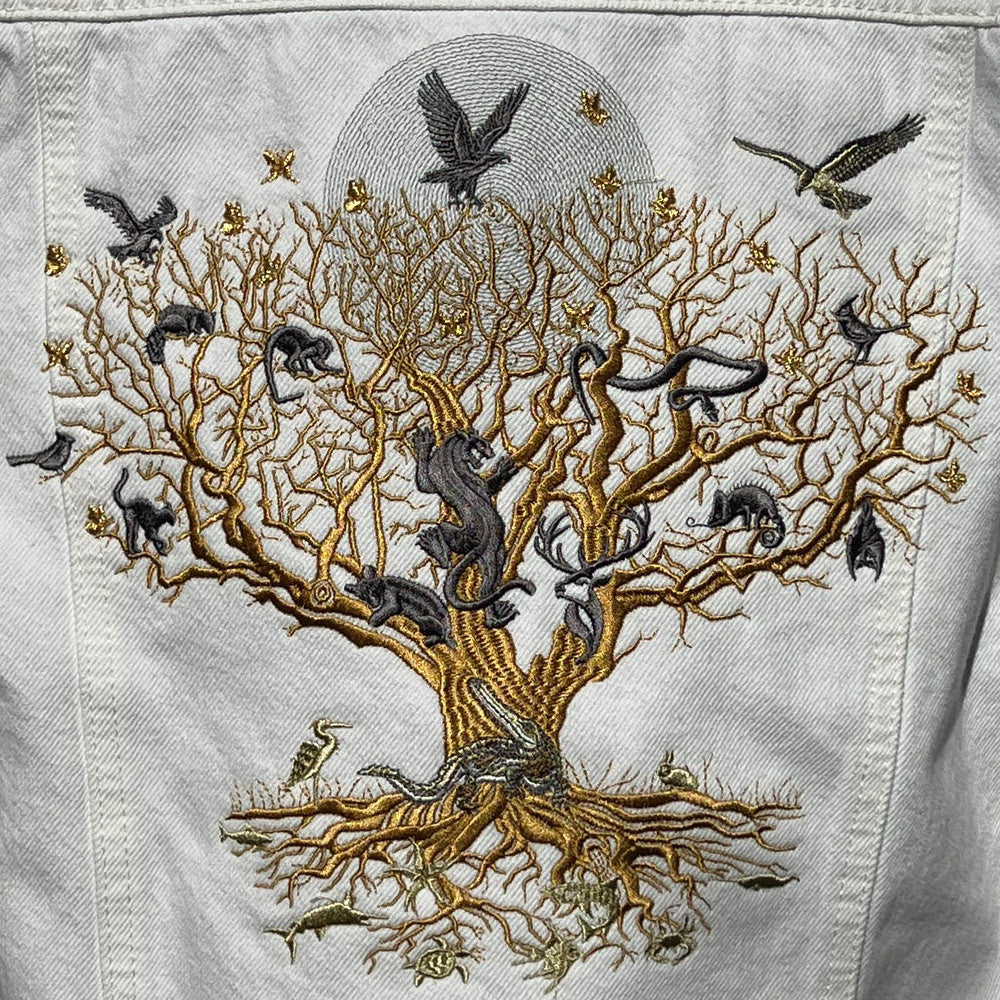 Tree of Life white women's Denim jacket