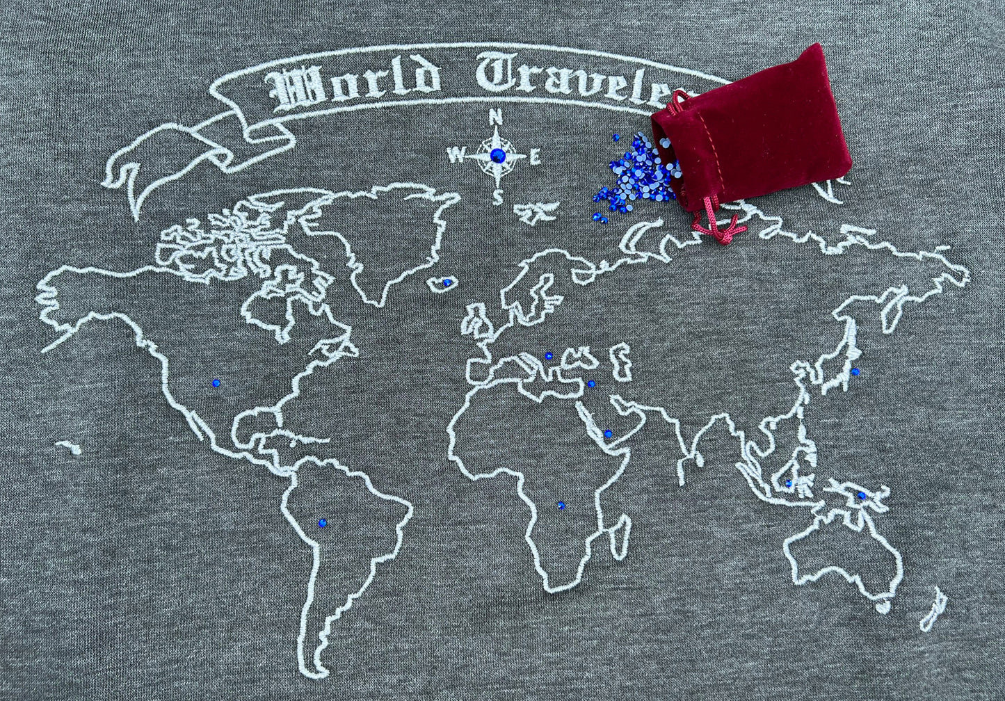 Custom World Map Embroidery