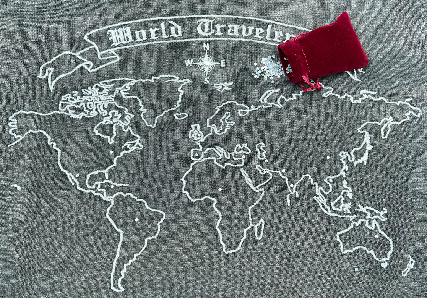 Custom World Map Embroidery