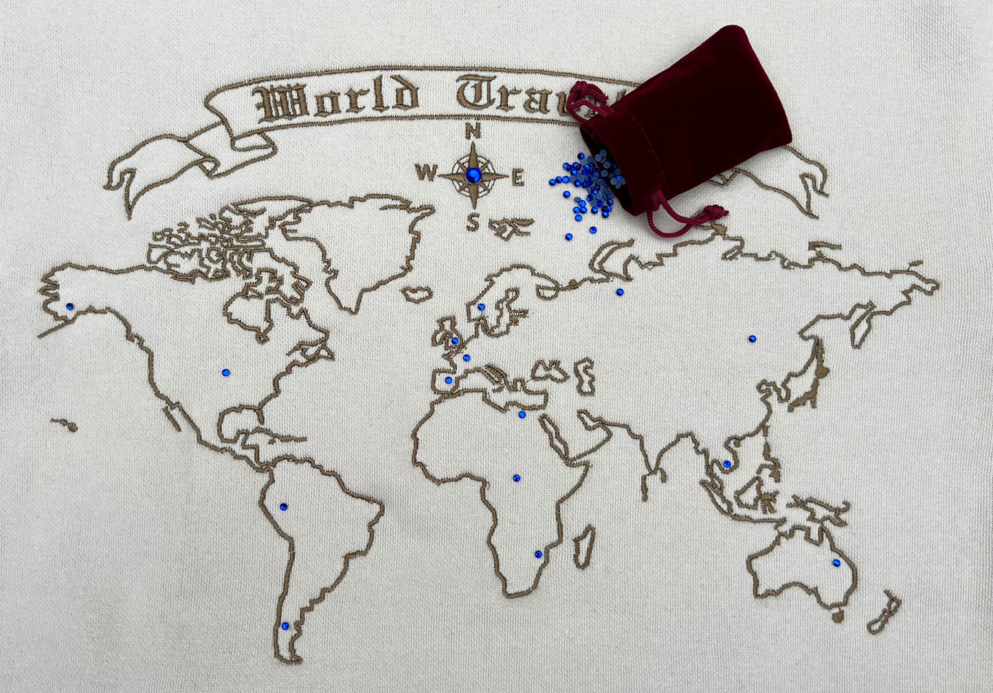 Custom World Map Embroidery