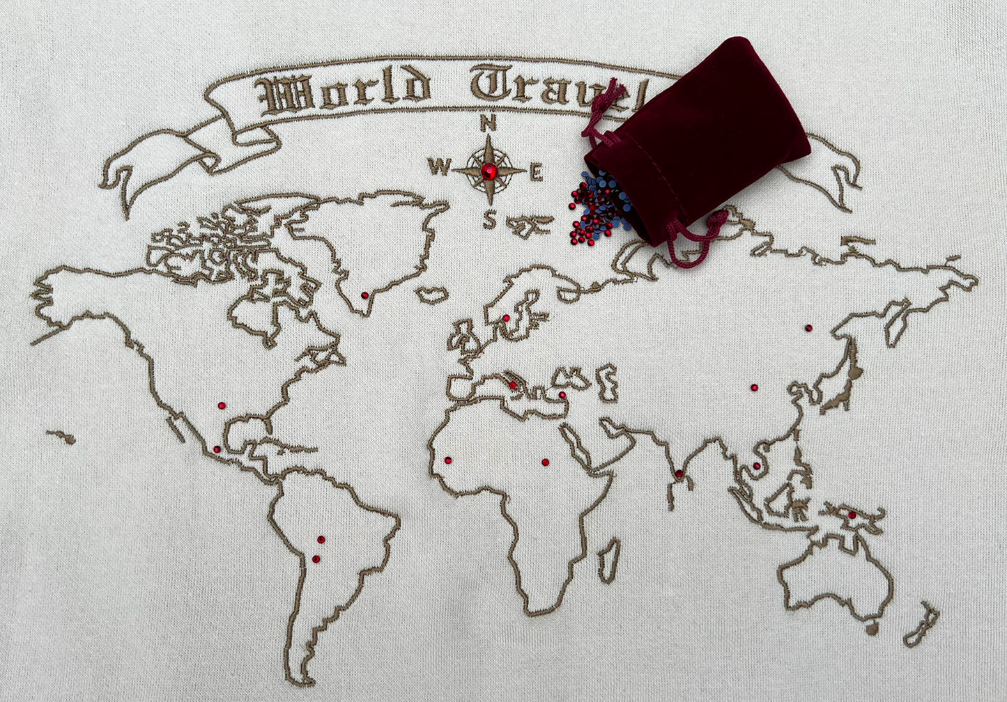 Custom World Map Embroidery